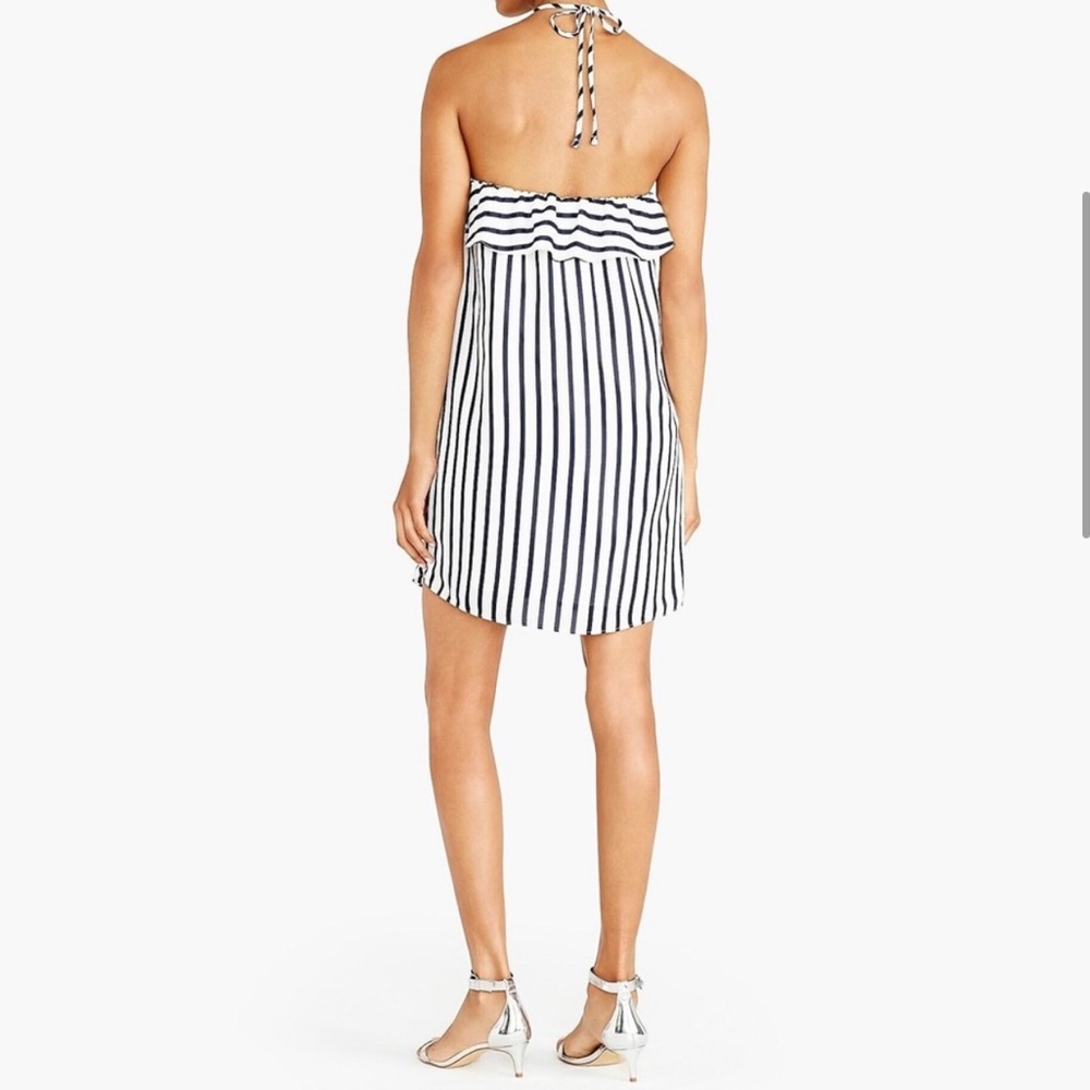 J.Crew Factory Navy & White Striped Halter Ruffle Dress - Picture 2 of 7